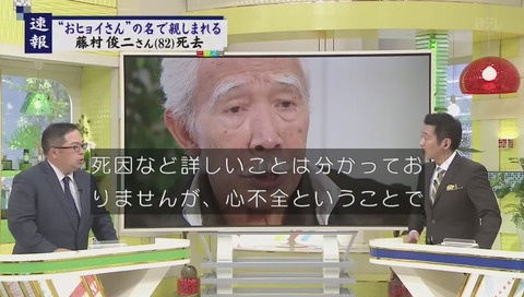 速報 藤村俊二 82歳 死亡 