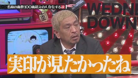 水曜日のダウンタウン「名前の画数 100画超えの人 存在する説」画像