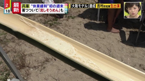 ミヤネ屋 松江海水浴場 流しそうめんする家族