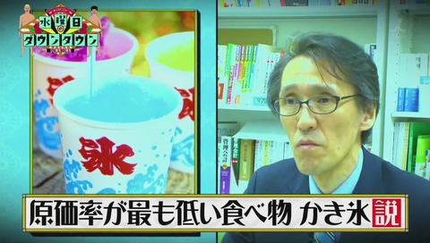 原価率が最も低い食べ物 カキ氷説