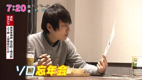 ソロ忘年会の店員と乾杯