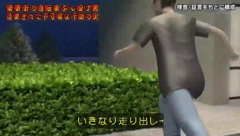 列島警察捜査網THE追跡 自転車蹴り倒し男 CG ルパンダイブ