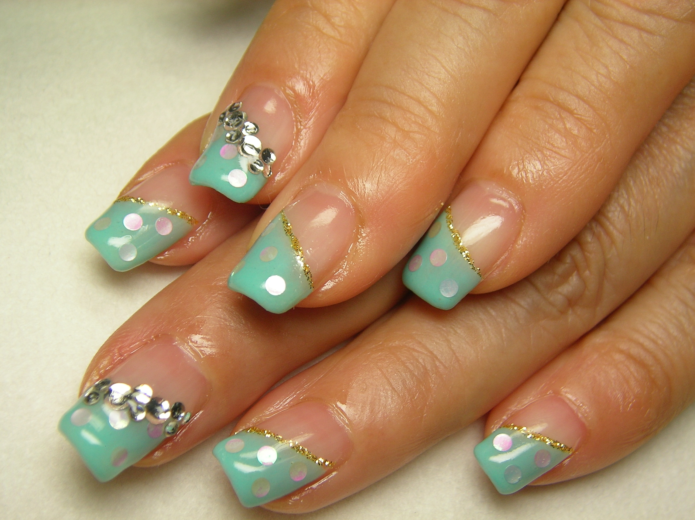 水色斜めフレンチドットネイル 4 23 Sora Nailのブログ