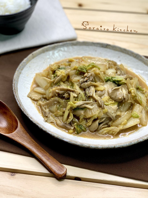 舞茸と白菜のピリうま麻婆炒め♪