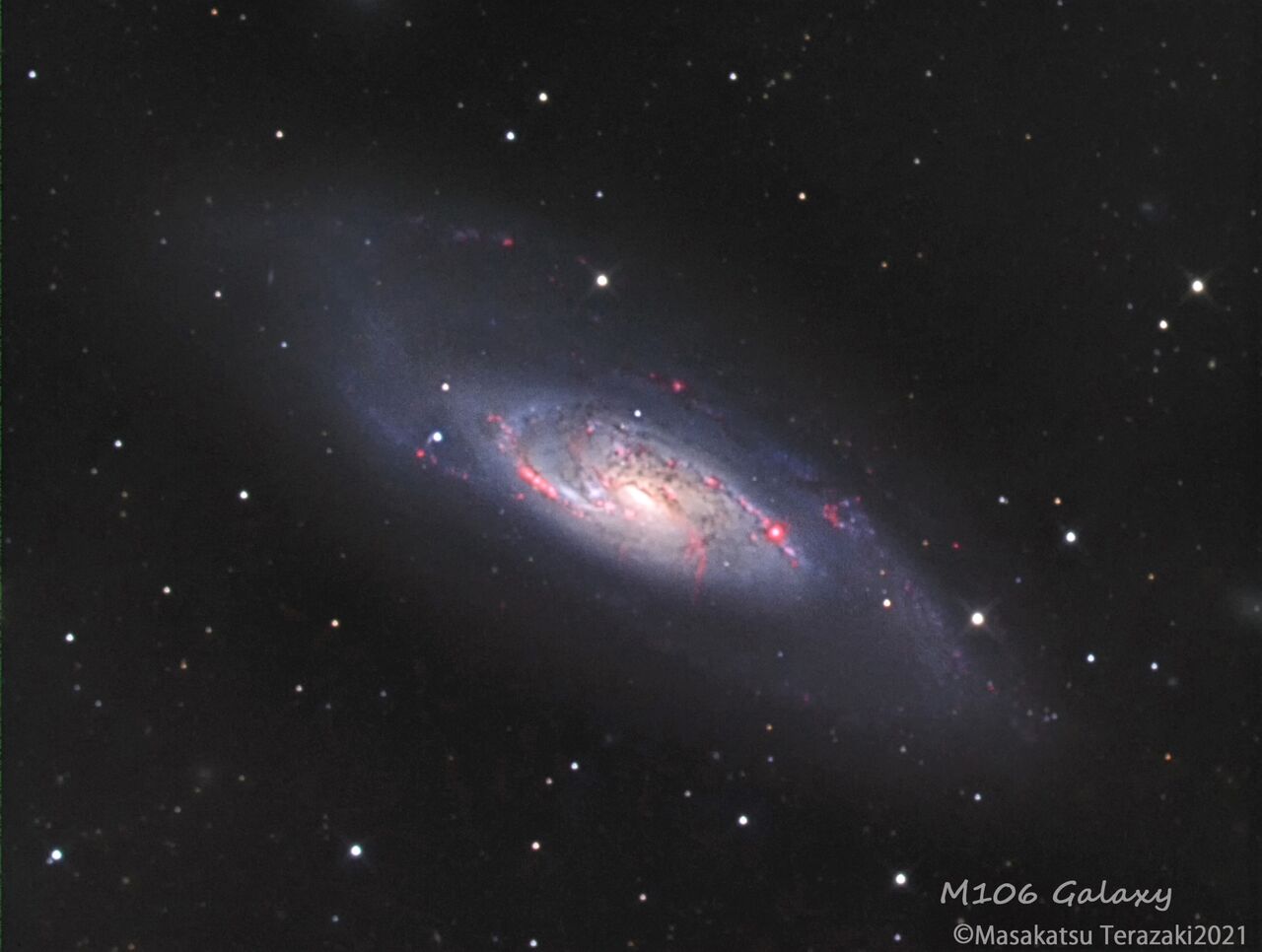 りょうけん座 M106 “炎の銀河” ～春の系外銀河③～ : 宙のジグソーパズル