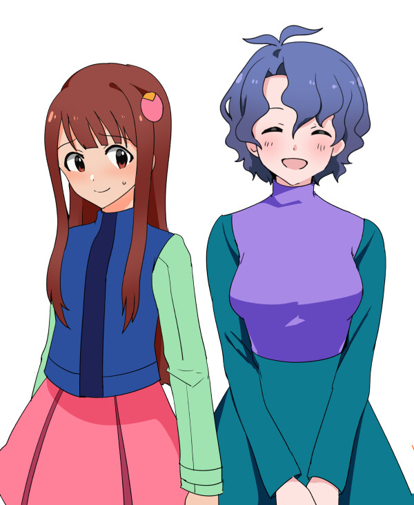 ミリマス落書き ロックマンエグゼに登場する桜井メイルちゃんのコスプレをした琴葉ちゃんと大園まりこ先生のコスプレをした風花さん グリマス日和 ミリシタ ミリオンライブ情報まとめ