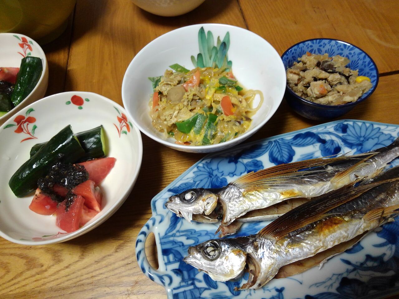 料理 卵焼き トビウオの塩焼き トマトの胡麻和え 21 折おりの記
