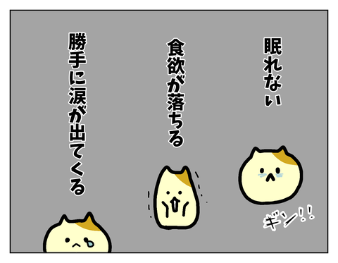 不眠、食欲不振、泣いてしまうなどの症状