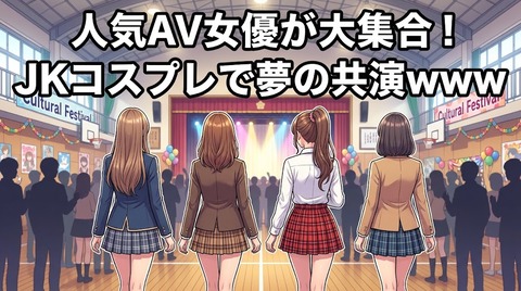 【画像】人気AV女優達がJKコスプレで夢の共演wwww