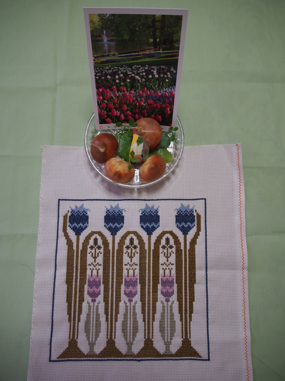 チューリップの球根をいただき チューリップの刺繍 サウンド オブ クロスステッチ