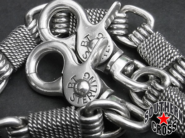 ブラック編み込みレザーウォレットチェーン　ビッグツイン ブラック編み込みレザーウォレットチェーン ビッグツイン ブラック