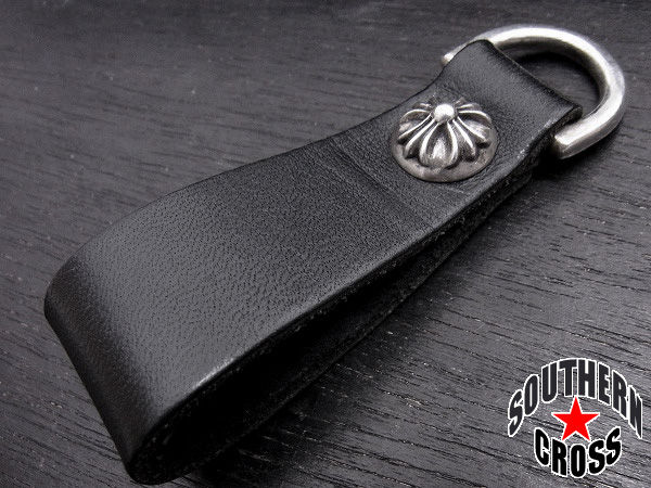 クロムハーツ クロスボールボタン Dリング ベルトループ レザー 黒 クロムハーツ クロスボールボタン Dリング ベルトループ レザー 黒