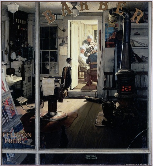 norman-rockwell-shuffleton_s-barbershop-1950