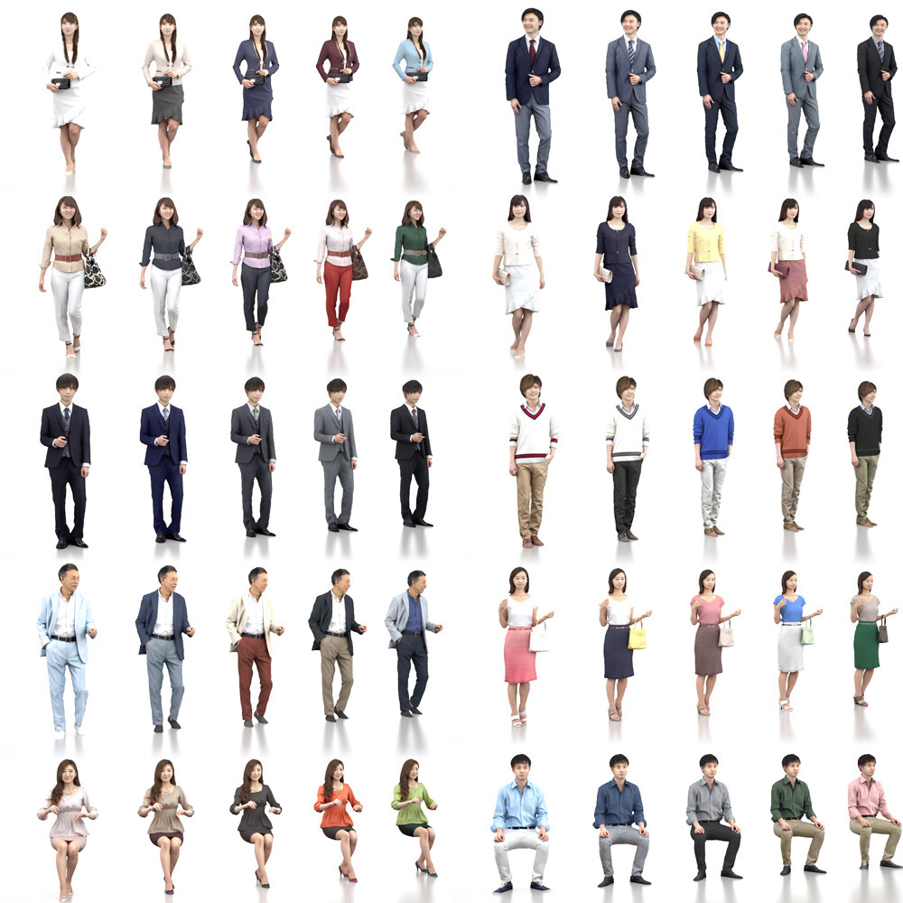 3d素材の人モデルが増えました ダウンロード販売で自由人になる