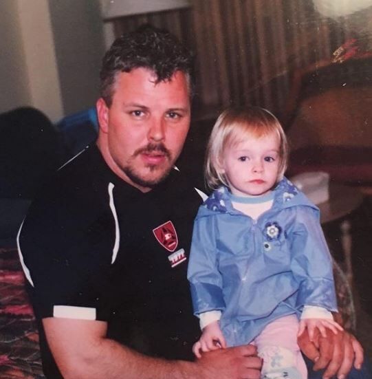 Zoe Laverne`s old photo with her dad Douglas Wright