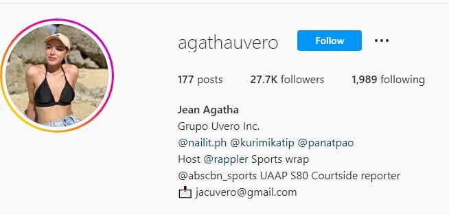 Agatha`s Instagram account