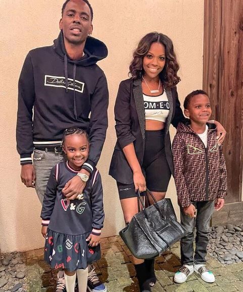 Mia Jaye with her partner and kids
