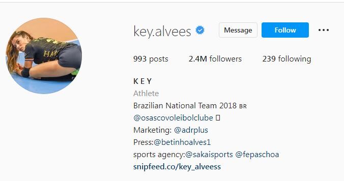 Keyla Alves`s Instagram account