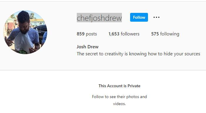 Josh Drew Instagram account