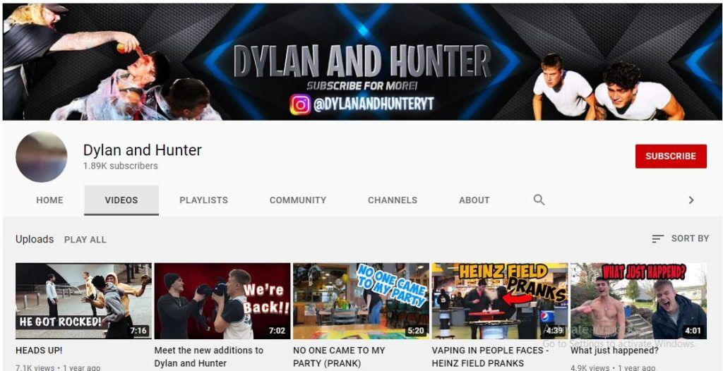 Dylan and Hunter Youtube channel