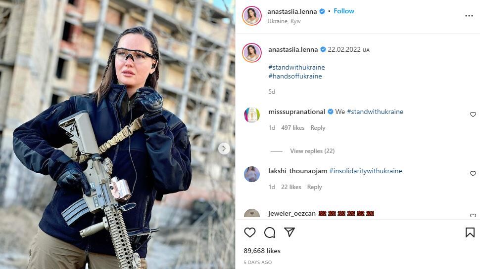 Anastasiia Lenna stands with Ukraine