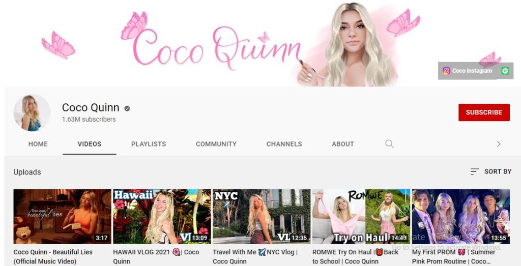 Coco Quinn Youtube channel