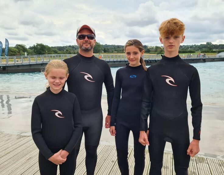 Henry with his dad Mark Lawfull and sisters