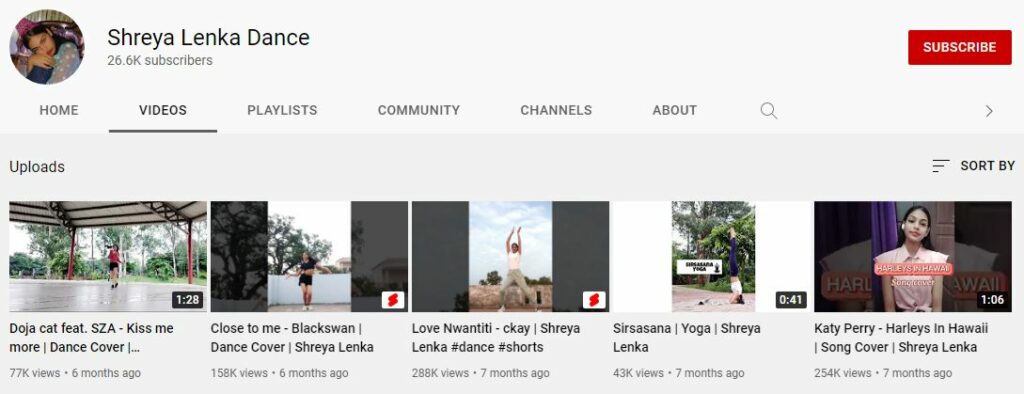 Sriya Lenka`s Youtube channel