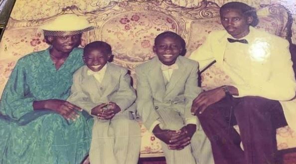 Childhood photo of Leke Adeboye with his brother Dare Adeboy, father Enoch Adejare Adeboye, and mother Foluke Adenike Adeboye