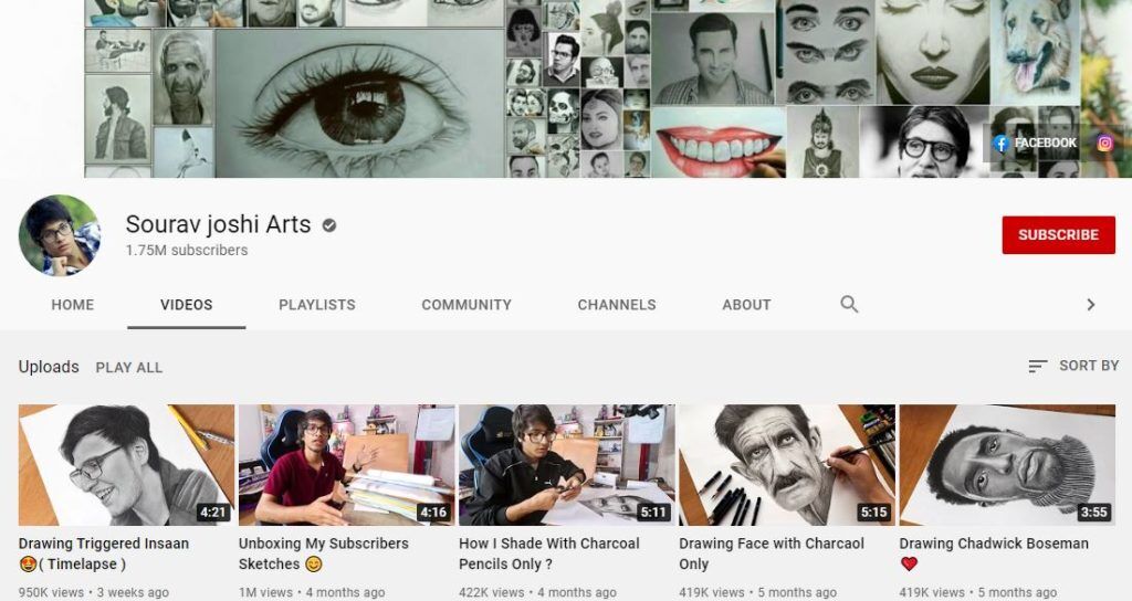 Sourav Joshi YouTube channel of Arts