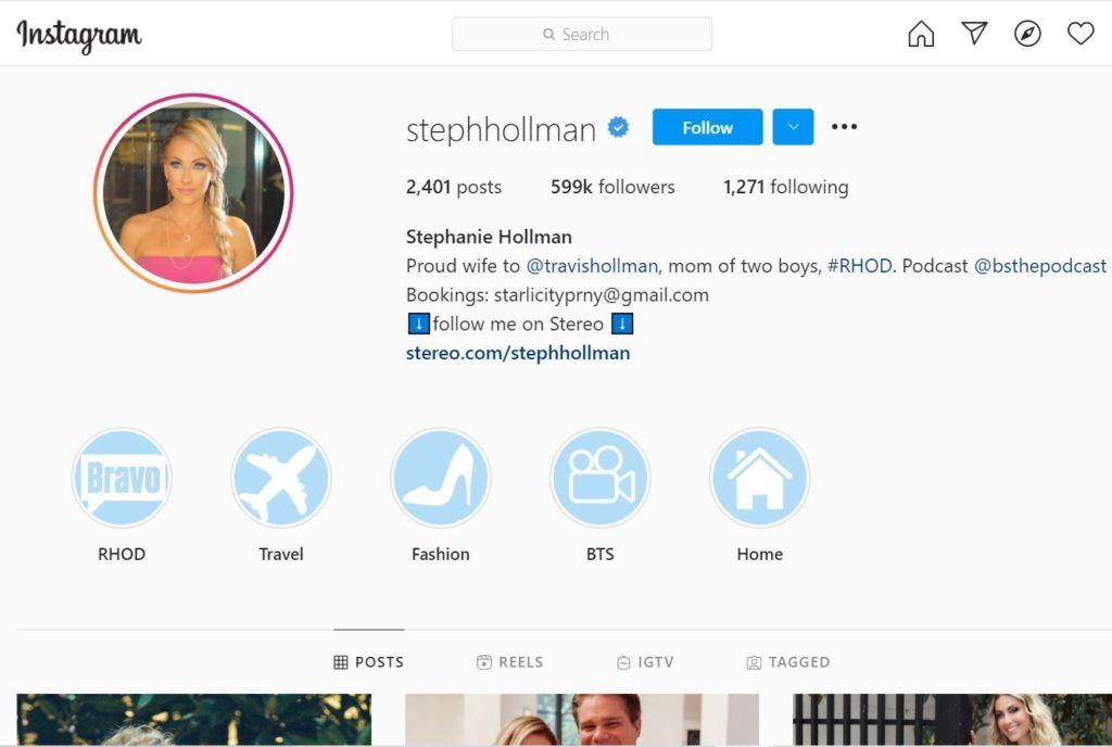Stephanie Hollman`s Instagram account