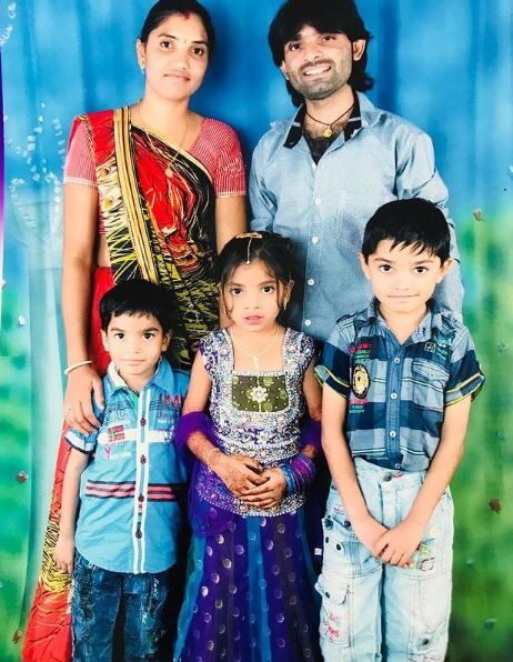 Kamlesh Barot with his wife and children