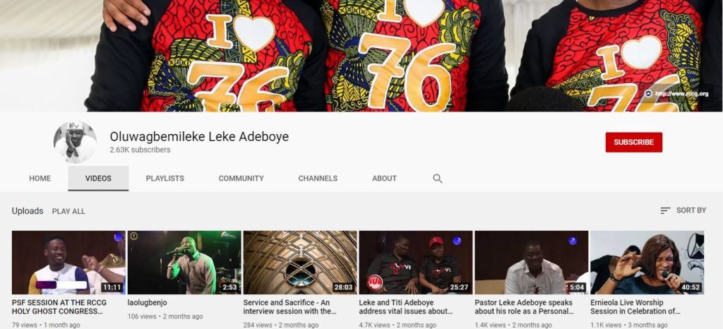 Leke Adeboye Youtube channel