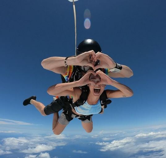 Christy Giles experienced sky diving