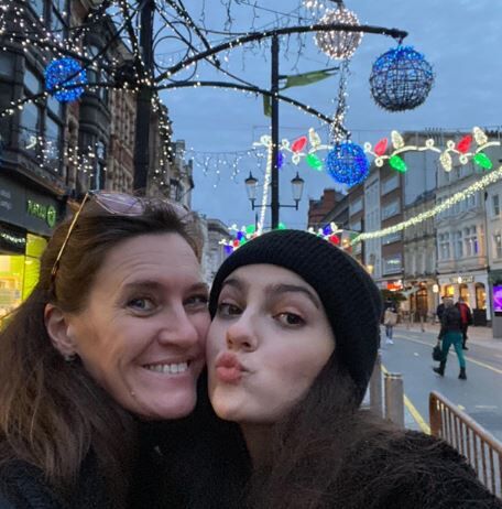 Emily Carey with her mother