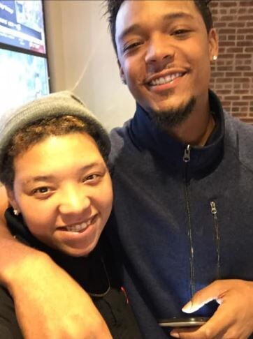 Mike Parker with his elder sister