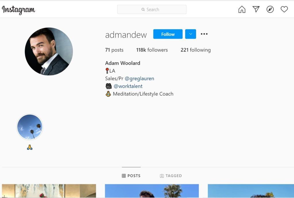 Adam Woolard has 118k followers on his Instagram account