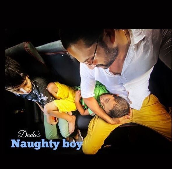 Jiya Irani has written Dada`s Naughty boy on a picture with Jagon