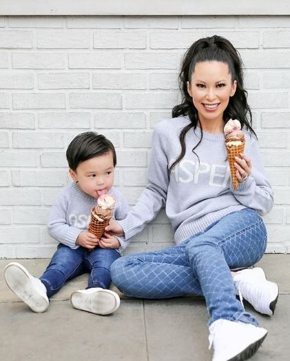 Christine Chiu with her son