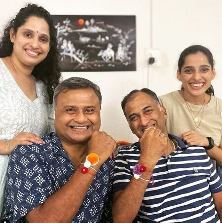 Priya Bapat with her sister and two brothers