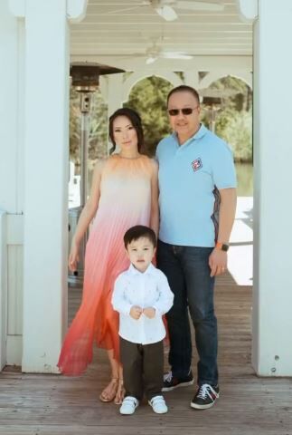 Christine Chiu with her husband and son