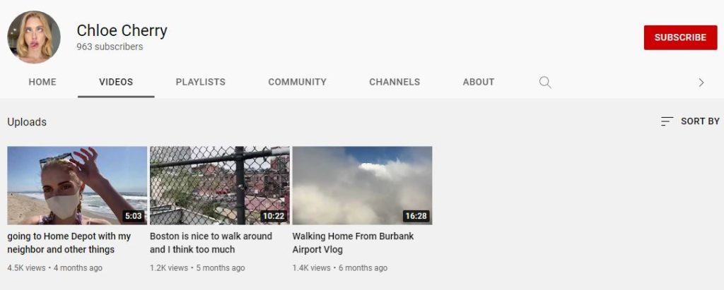 Chloe Cherry`s Youtube channel