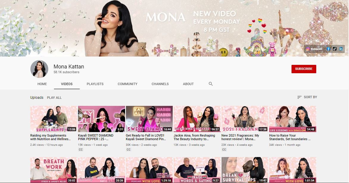 Mona Kattan YouTube channel