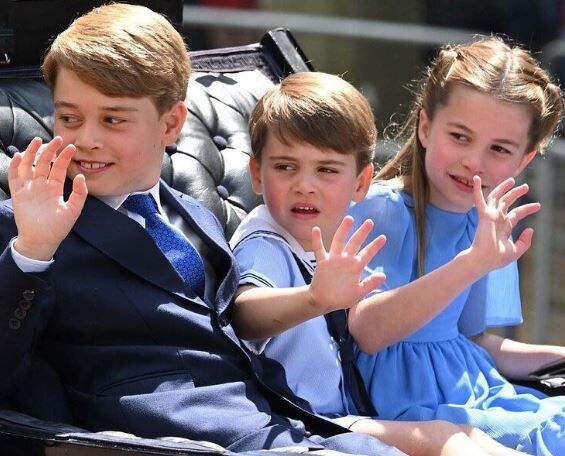 Prince Louis with his siblings Princess Charlotte of Cambridge and Prince George of Cambridge