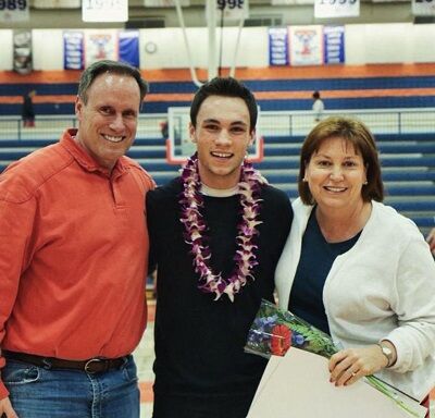 Britain Covey with his mom Jeri Covey and dad Stephen Covey