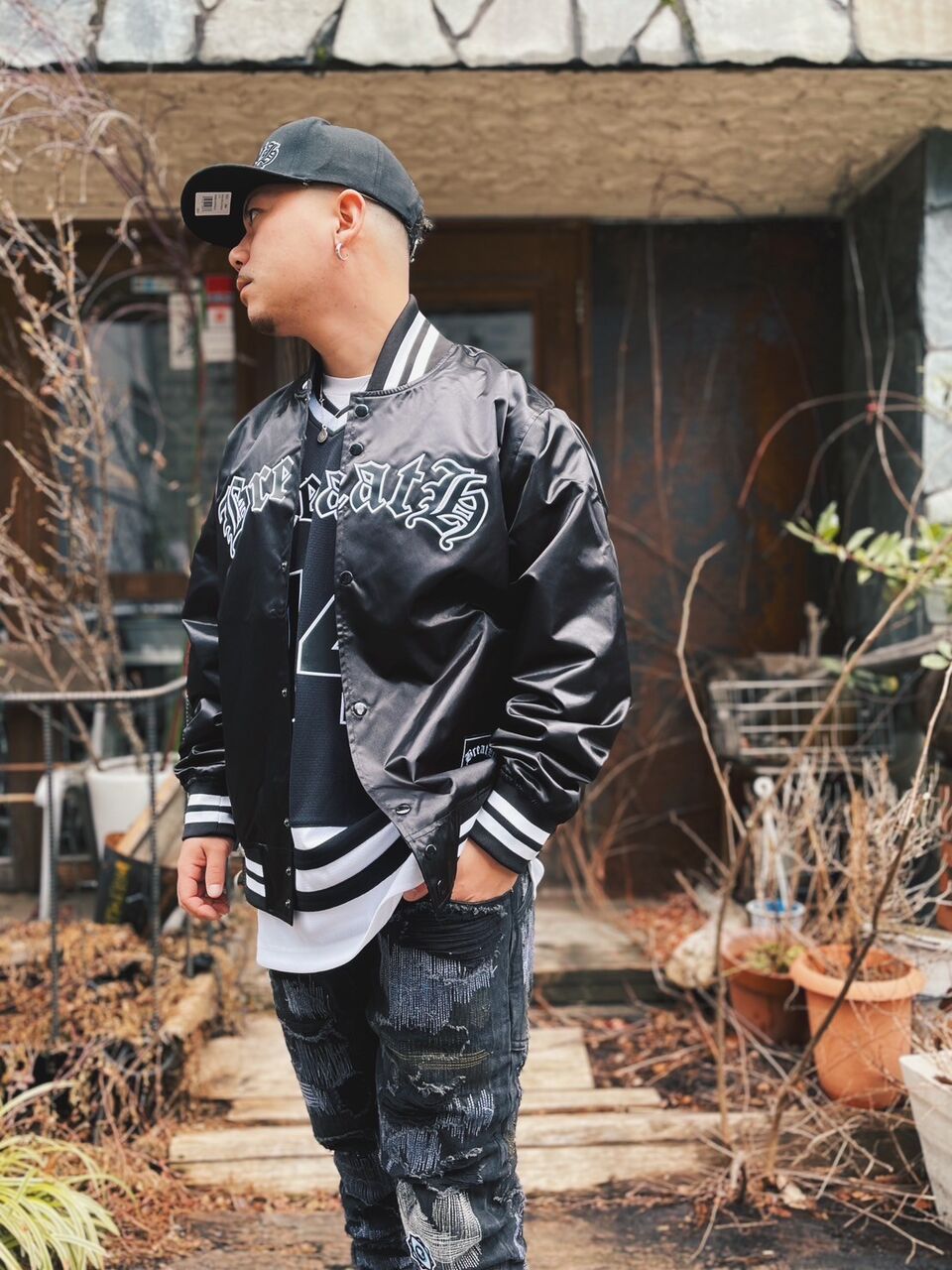 ブレス×ミッチェルアンドネス　スタジャン　2XL　ブラック　BAD HOP ブレス×ミッチェルアンドネス スタジャン 2XL ブラック BAD HOP