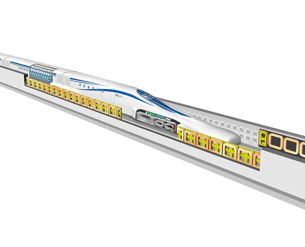 電車の中間 中央新幹線リニアモータカー L0 系 透視図イラスト