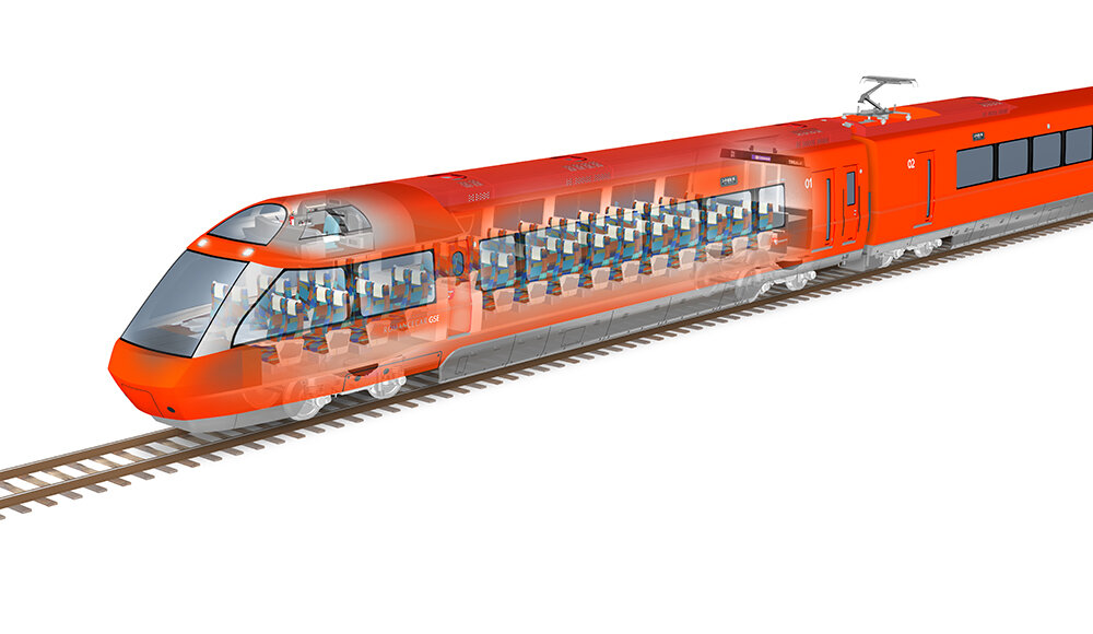 ○小田急電鉄ロマンスカーGSE（70000形）1号車：70351（Tc2