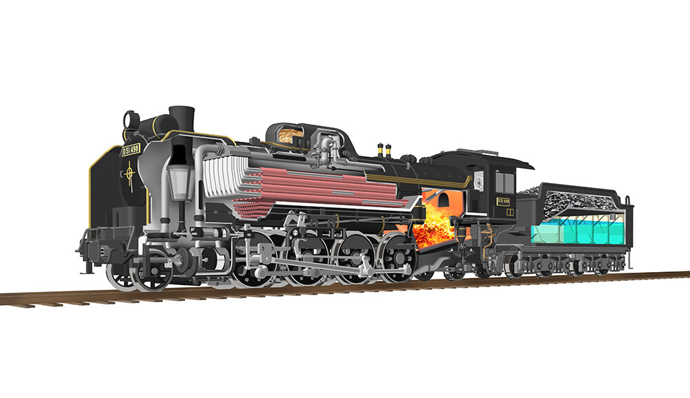 蒸気機関車 D51 498 透視図イラスト