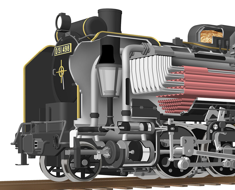 蒸気機関車 D51 498 透視図イラスト 蒸気機関車 D51 498 透視図イラスト